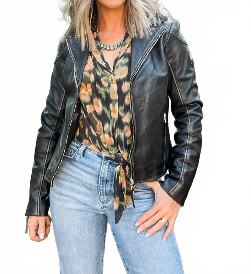 Olivia Leather Jacket - Plus In Vintage Black 1
