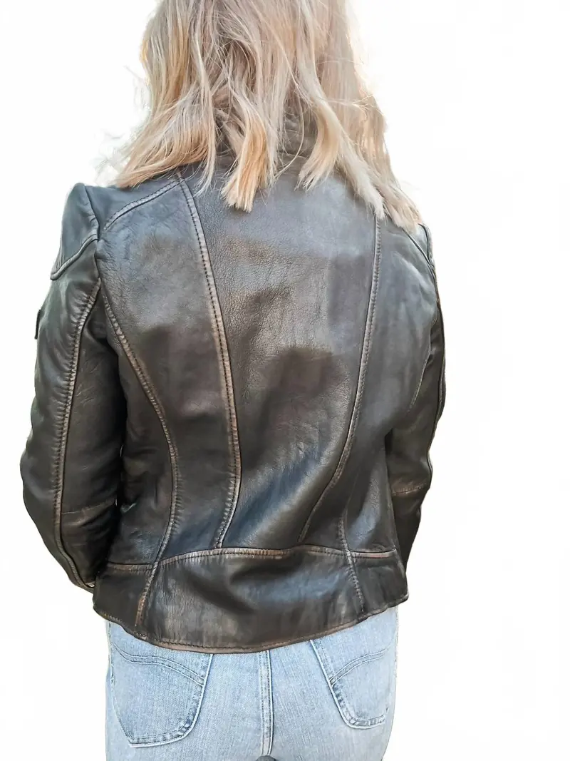 Olivia Leather Jacket - Plus In Vintage Black 2