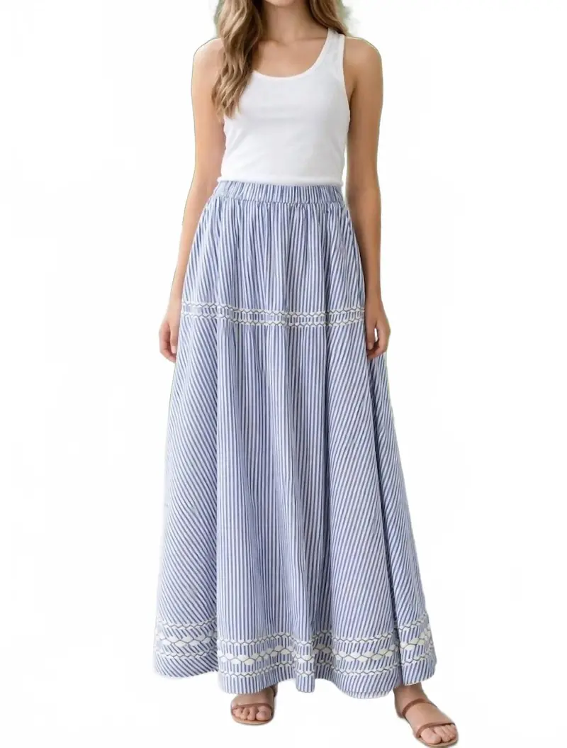 Olivia Maxi Skirt In Sconset Blue 1