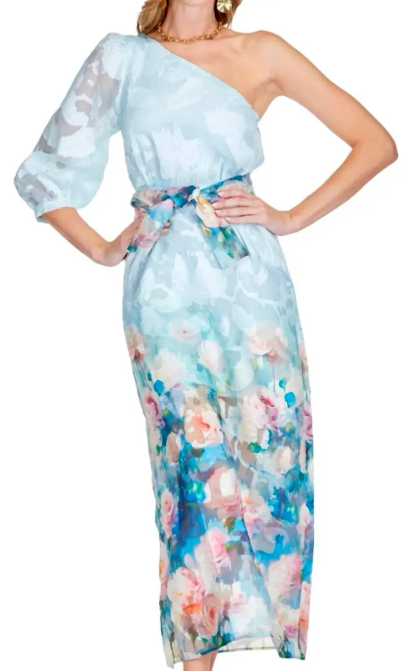 One Shoulder Floral Dress In Paint Garden 1