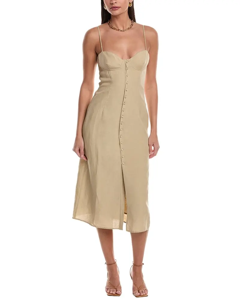 Onia Air Corset Linen-Blend Midi Dress 1