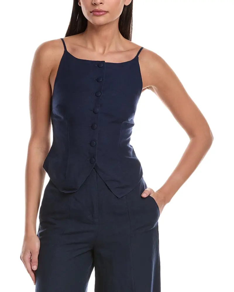Onia Air Linen-Blend High Neck Top 1