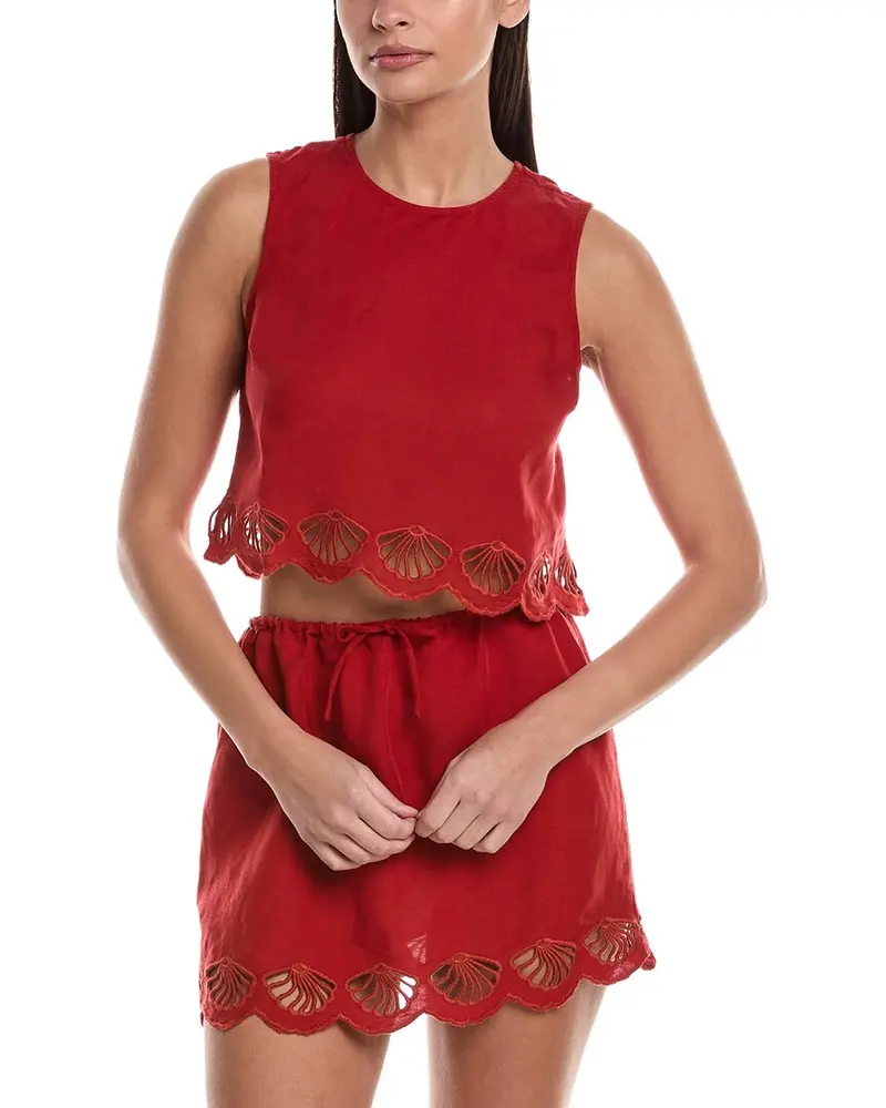Onia Air Linen-Blend Scallop Tank 1