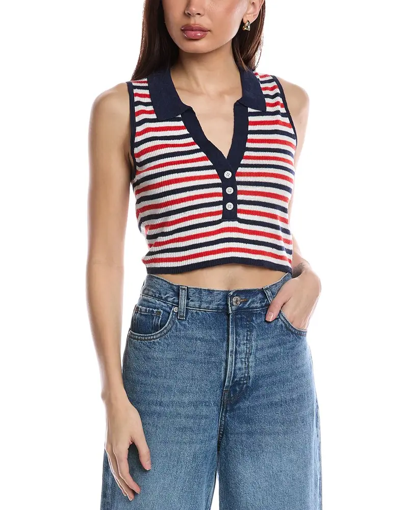Onia Rib Linen-Blend Polo Tank 1