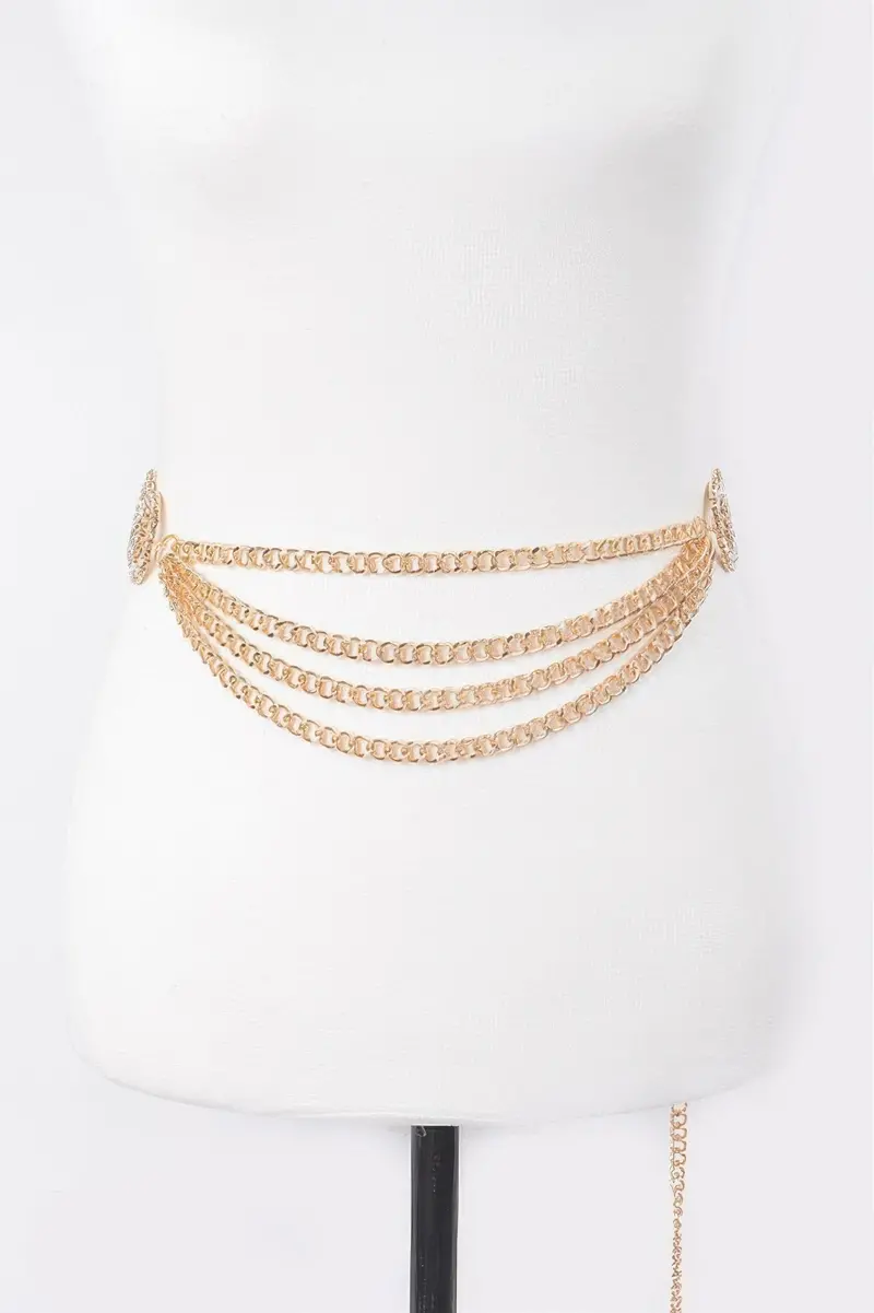 Oo Buckle Layered Chain Belt 1