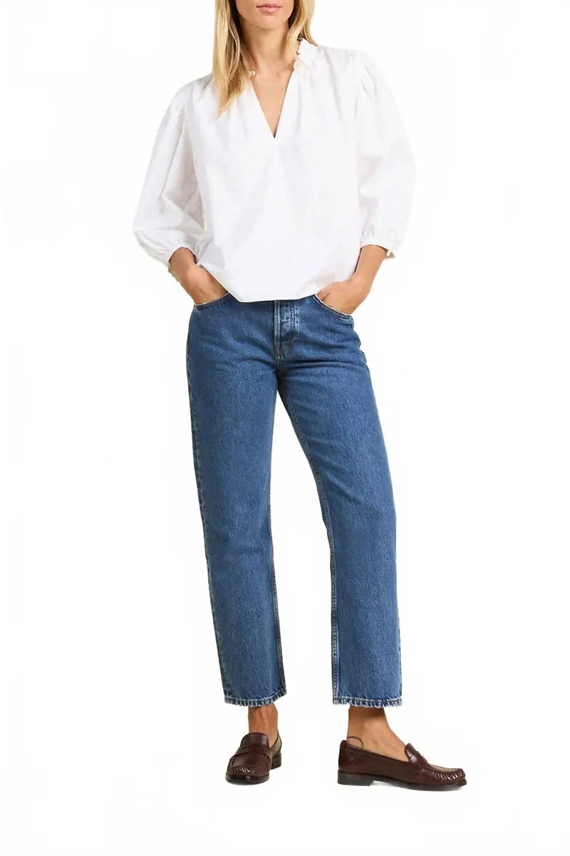 Orly Buttoned Crown Collar Blouse In White 1