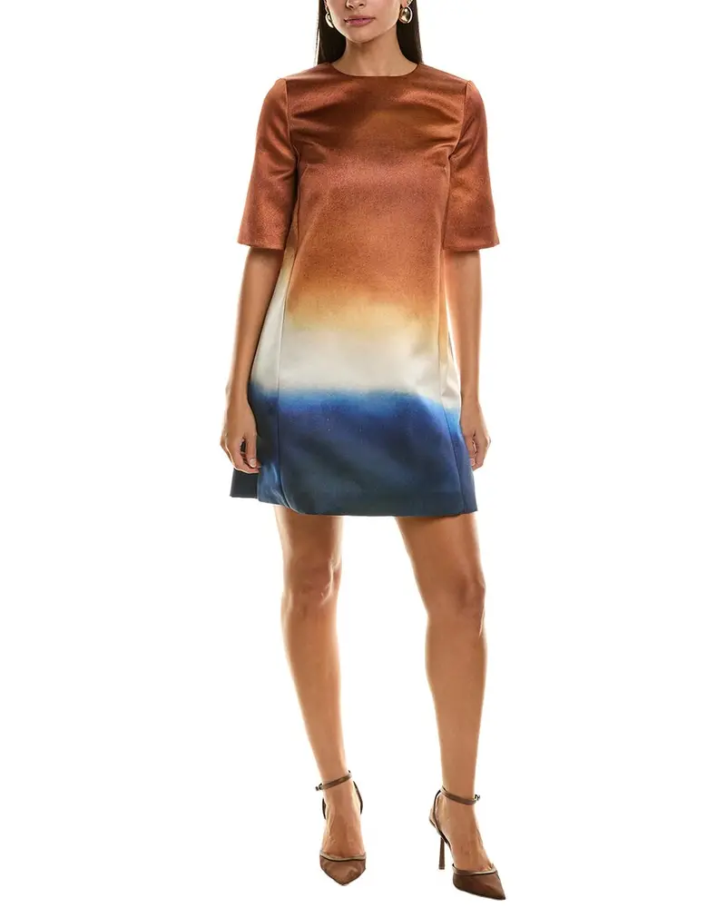 Oscar De La Renta Abstract Ombre Silk-Lined Shift Dress 1