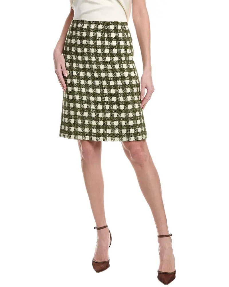 Oscar De La Renta Chenille Tweed Silk-Lined Wool-Blend Pencil Skirt 1