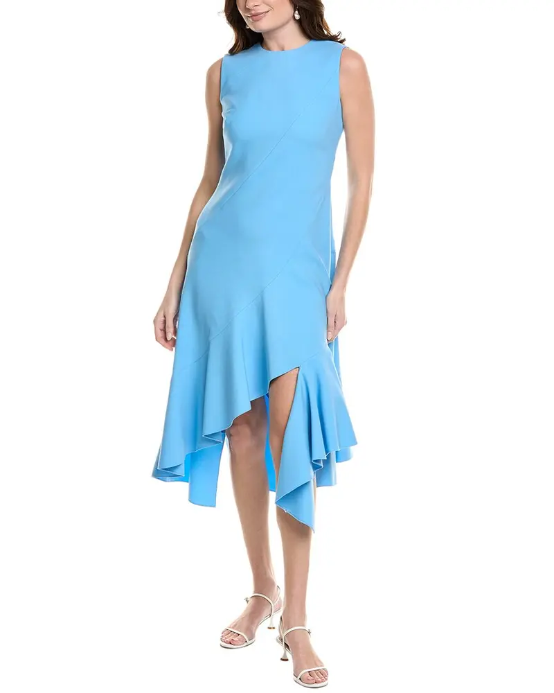 Oscar De La Renta Tiered Hem Wool-Blend Midi Dress 1