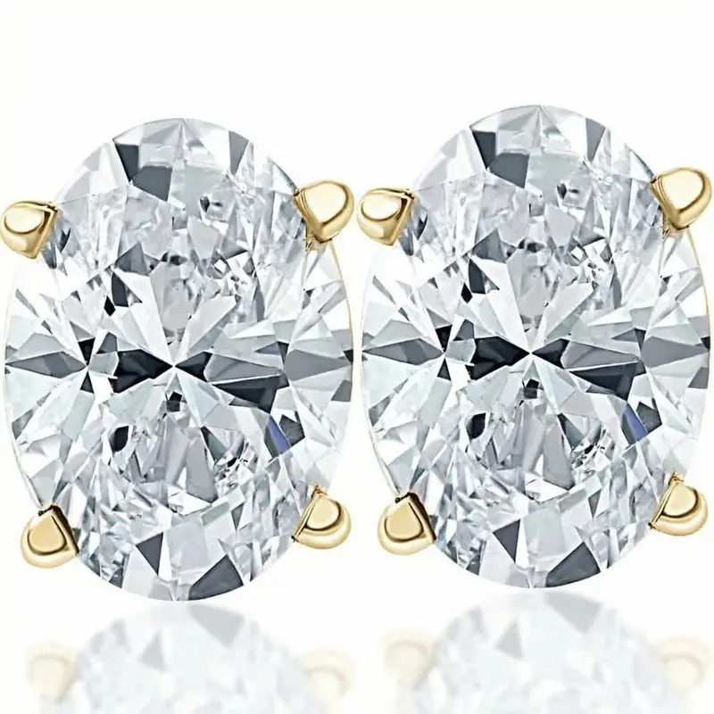 Oval Diamond Studs 14K Gold Lab Grown 1