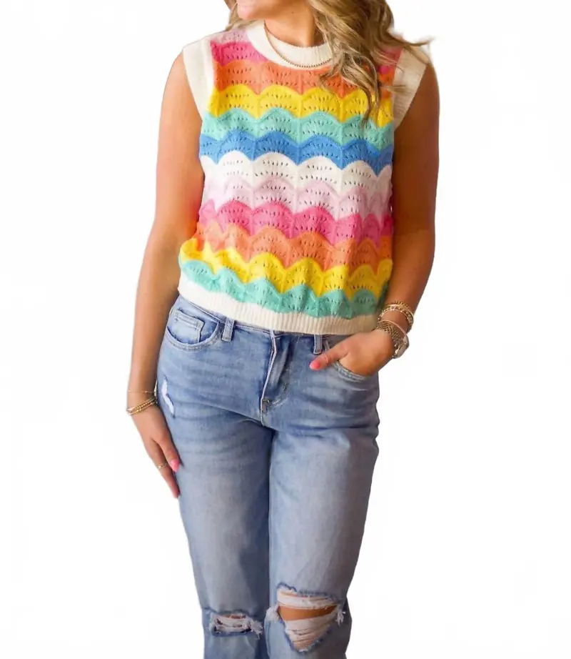 Over The Rainbow Sweater Vest In Rainbow Multi 1