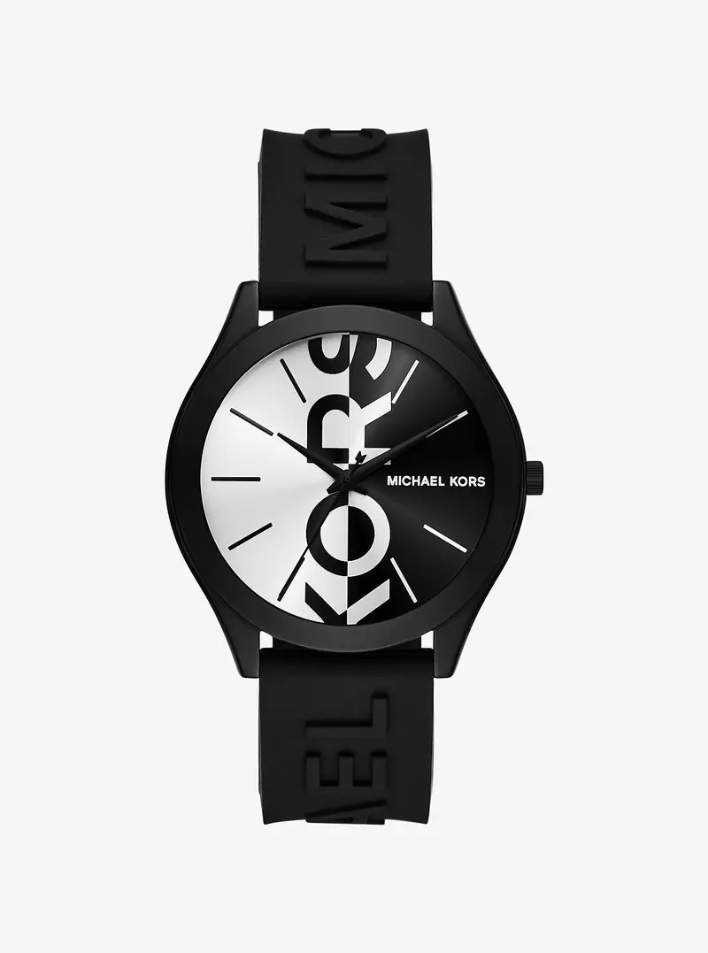 Oversized Aspyn Stainless Steel And Silicone Strap Watch 1