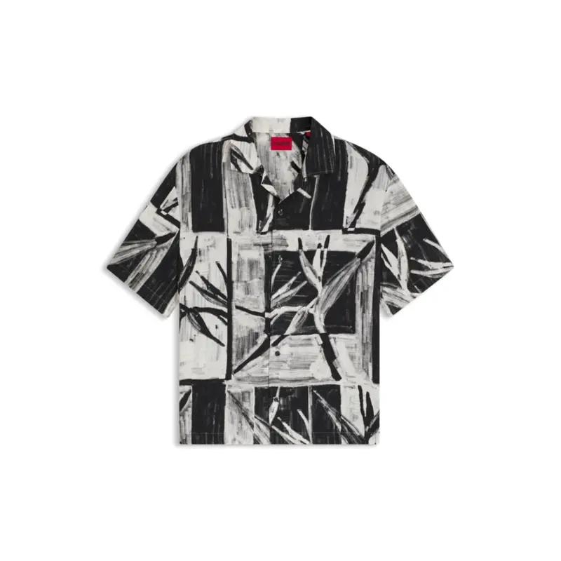 Oversized-Fit Printed Shirt With Camp Collar 1