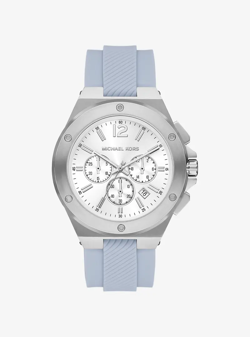 Oversized Lennox Silver-Tone And Silicone Watch 1