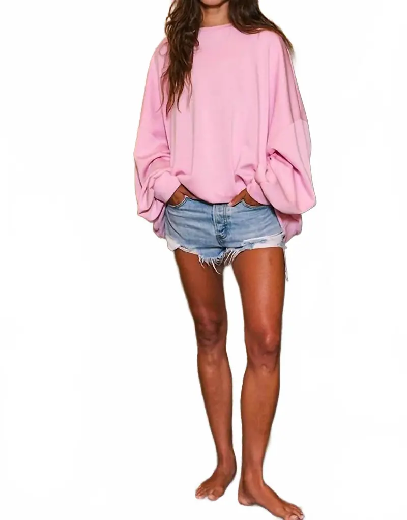 Oversized Soft Scuba Sweatshirt In Bubble Gum Pink 1