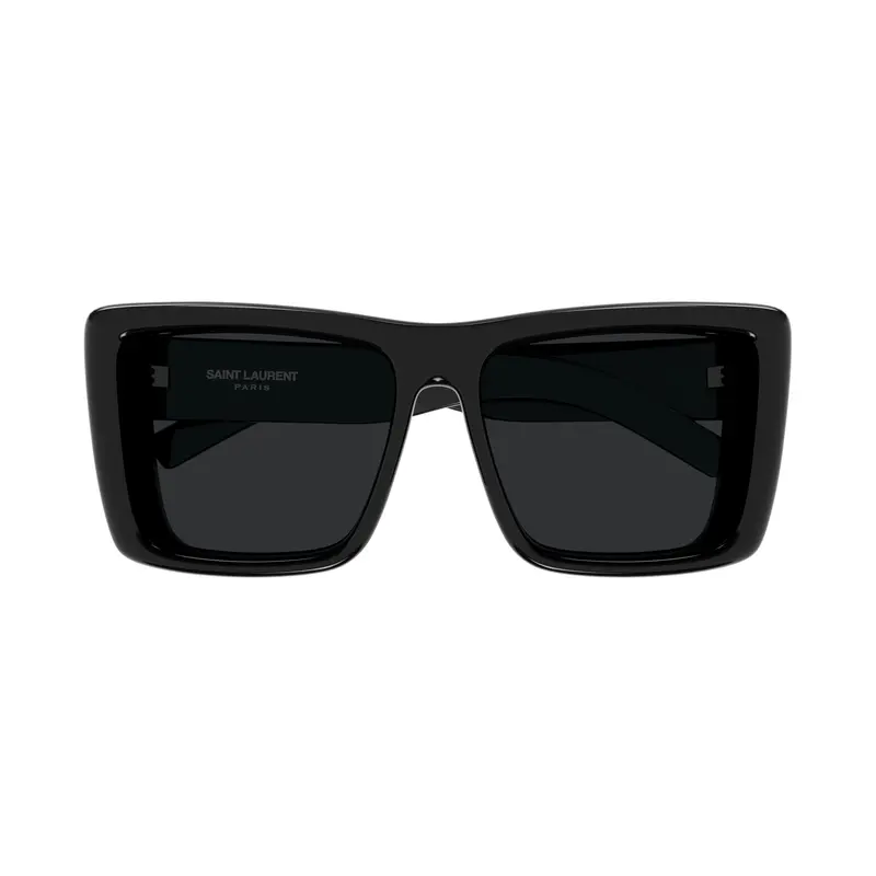 Oversized Square Sunglasses With Glossy Frame And Gold Accents 1