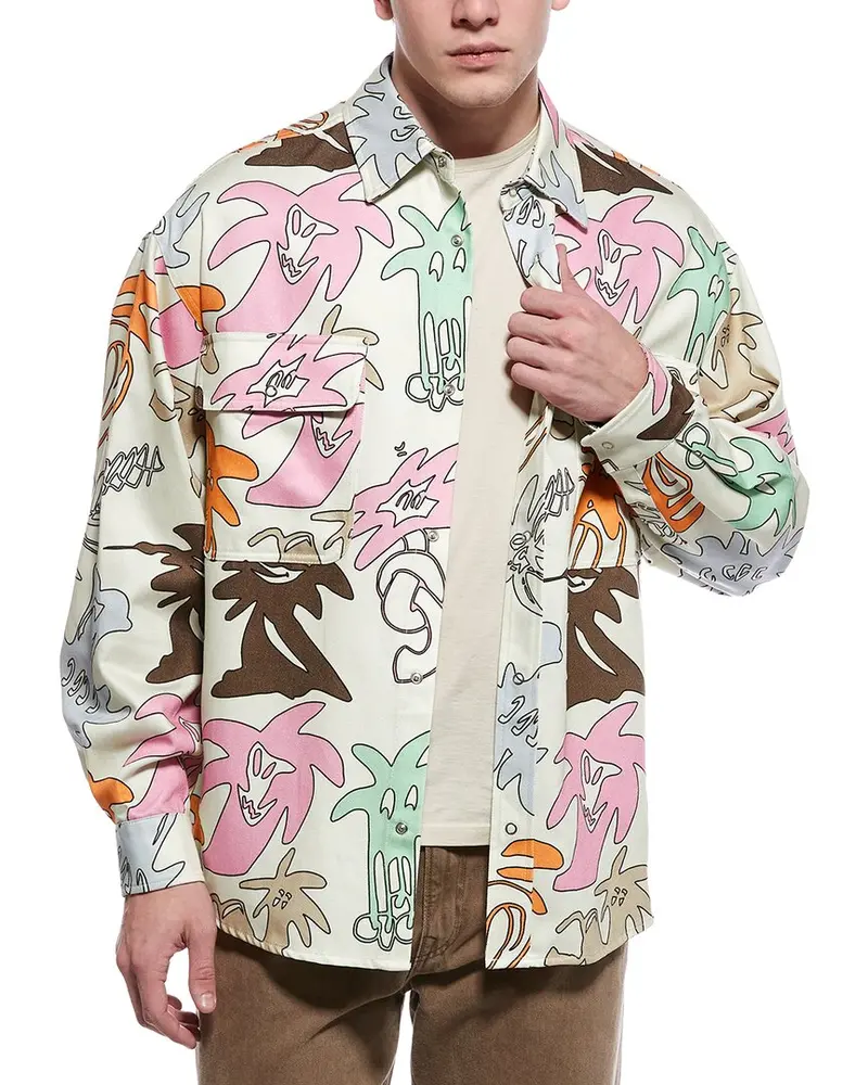 Palm Angels Denim Print Overshirt 1