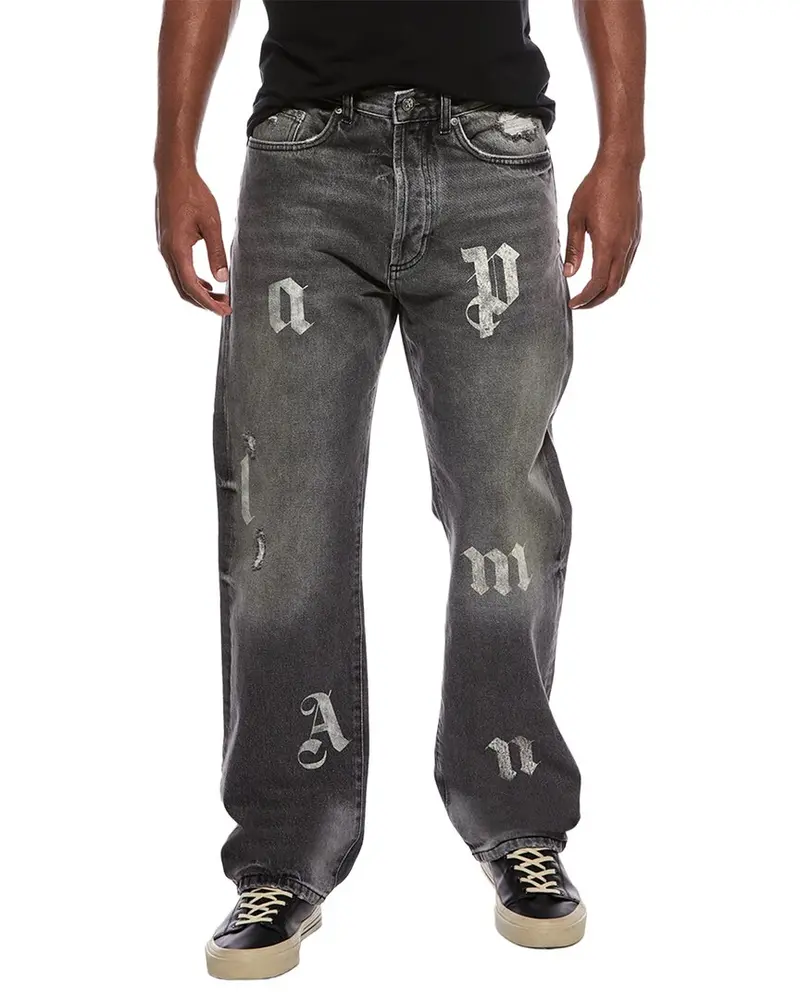 Palm Angels Distressed Letter Jean 1