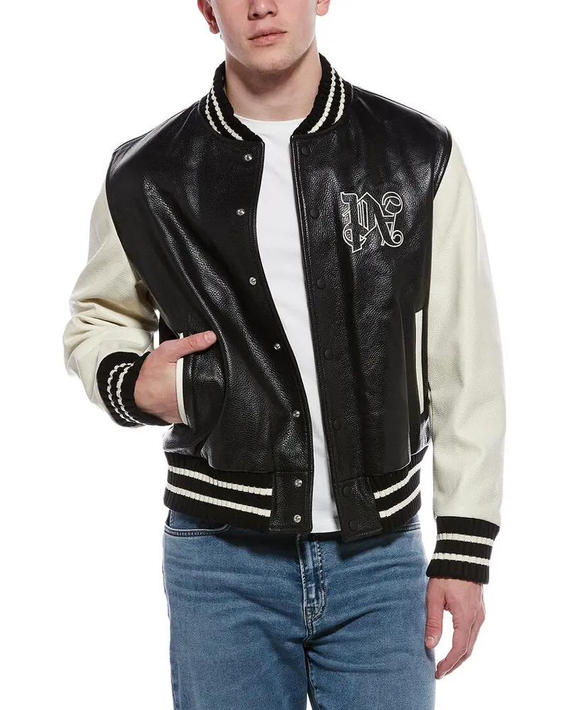 Palm Angels Leather Bomber Jacket 1