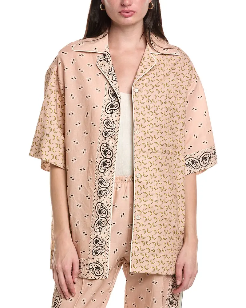 Palm Angels Print Linen-Blend Shirt 1