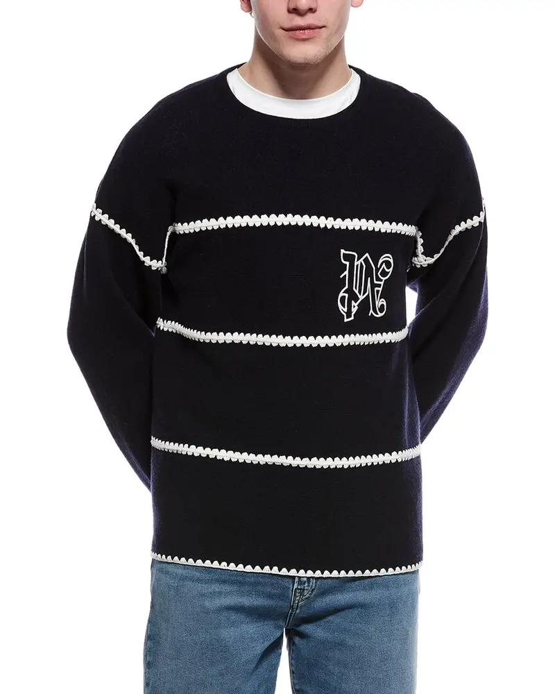 Palm Angels Wool-Blend Crewneck Sweater 1
