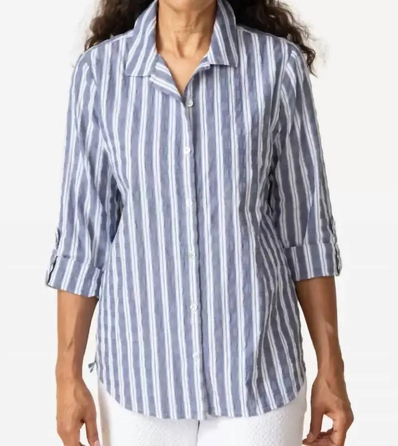 Palm Beach Strap Ribbon Trim Tunic In Indigo 1