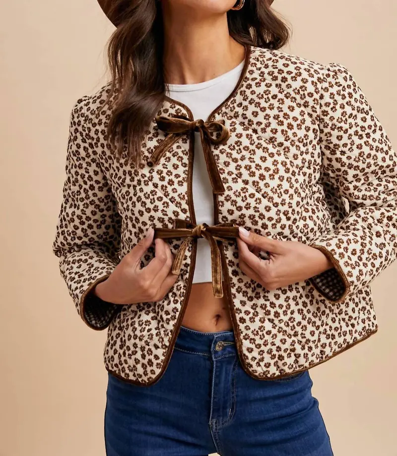 Palma Corduroy Quilted Ribbon Jacket In Crème Multi 1