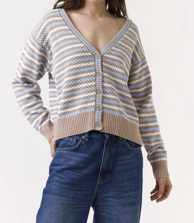 Pamilla Stripe Cardigan In Light Brown 1
