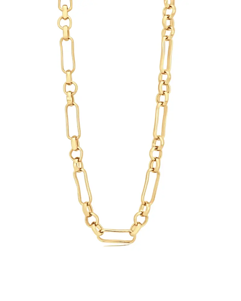 Paperclip & Circle Chain Necklace — 18K Gold-Filled, 16” Length 1