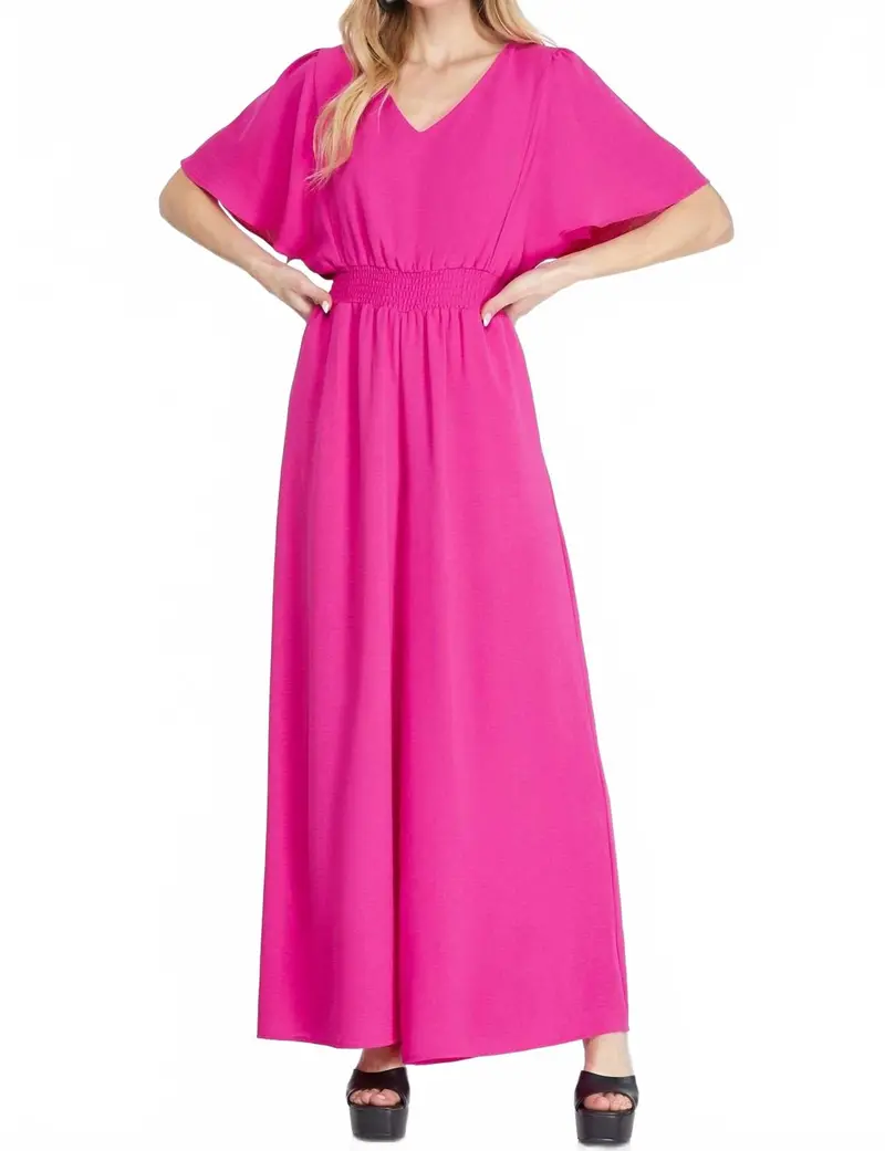 Paradise V-Neck Jumpsuit In Pink 1