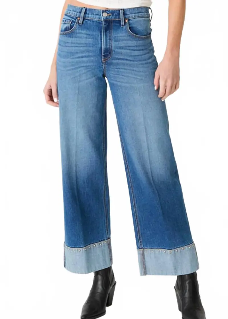Parker Moment Studded Cuff Denim Jeans In Blue 1