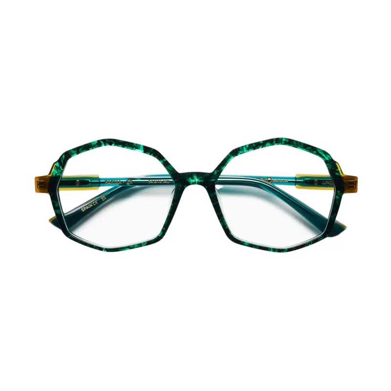 Parma Marbled Green Octagonal Frame Eyeglasses With Translucent Temples 1