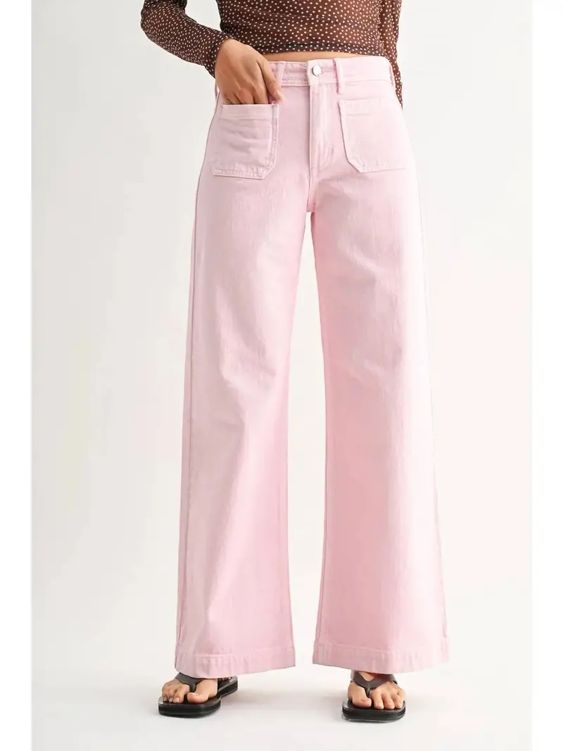 Patch Pocket Jean In Pink 1