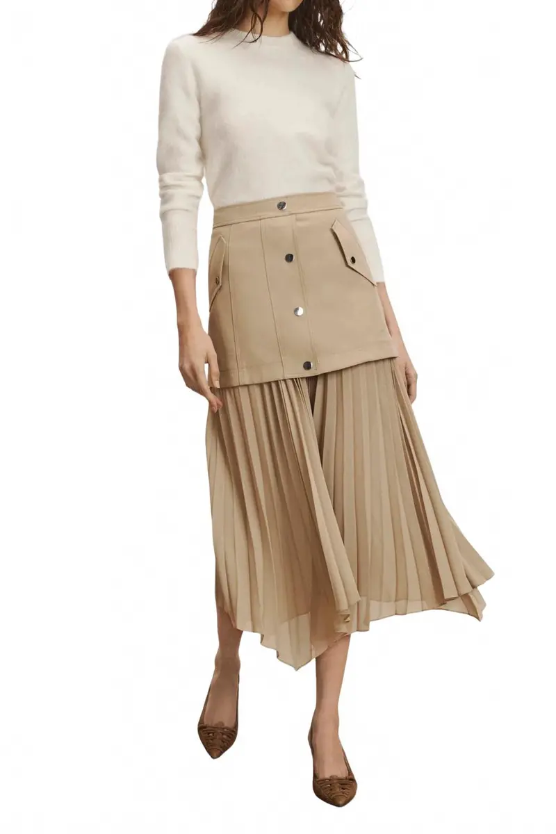 Patricka Handkerchief Hem Midi Skirt In Sand 1