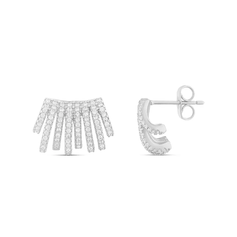 Pavé Caged Huggie Earrings — 14K Gold Filled, Rhodium Plated, Cubic Zirconia Detailing, Lightweight, Day To Night 1