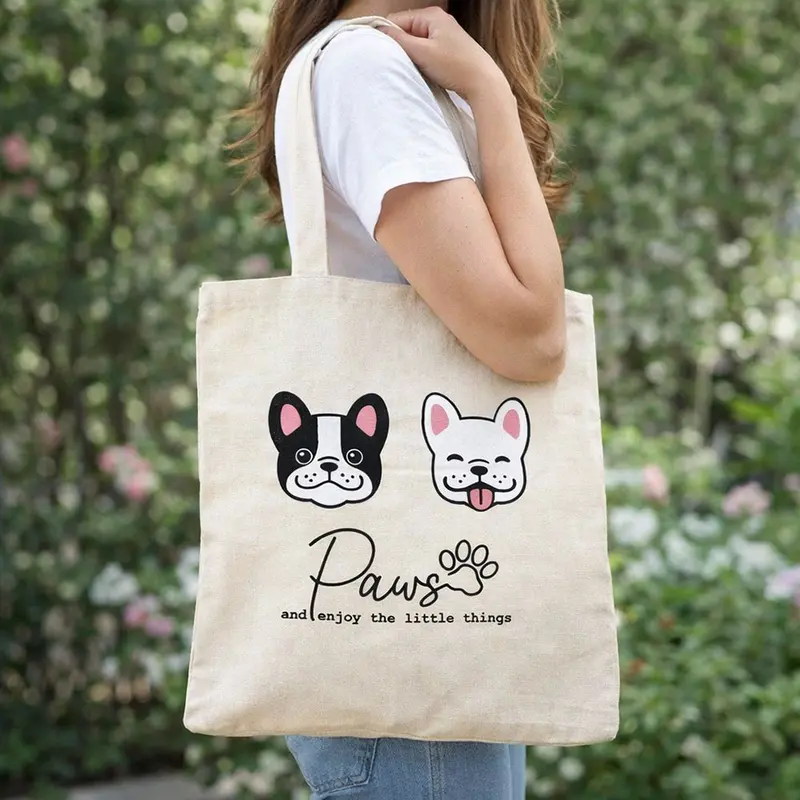 Paws Cute Dog Printed Shoulder Tote Bag 1