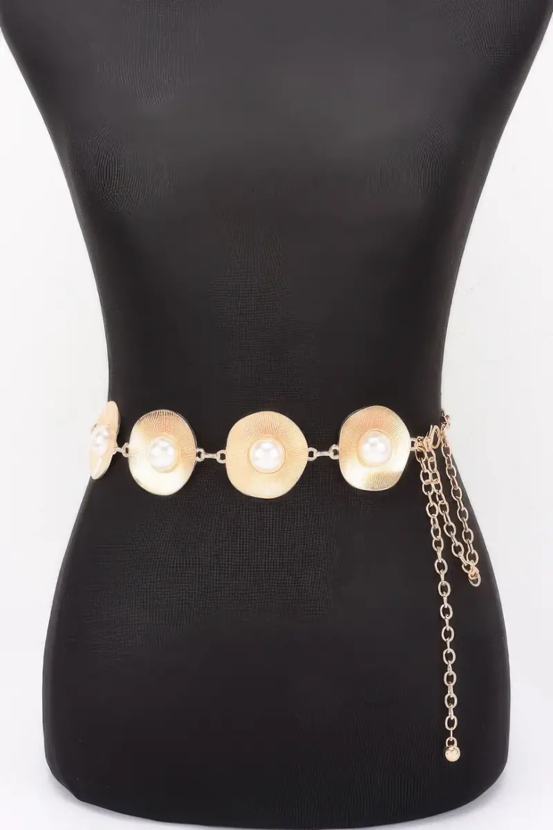 Pearl Accent Disc Chain Belt 1