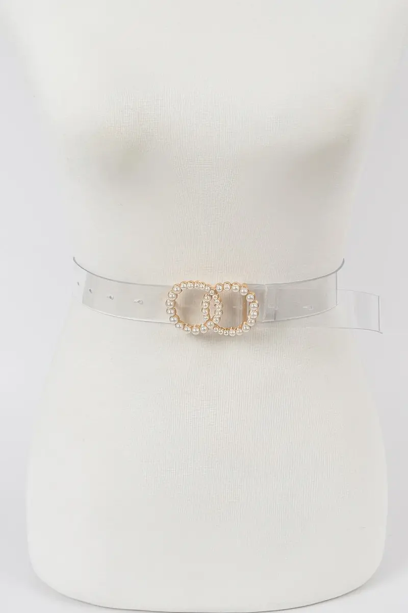 Pearl Buckle Transparent Belt 1