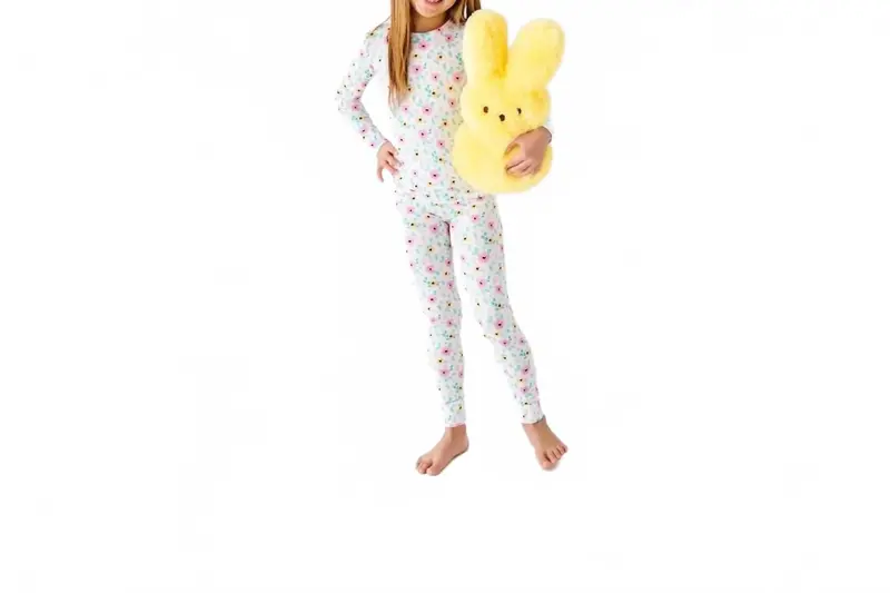 Peeps And Petals Two Piece Pajamas In White 1