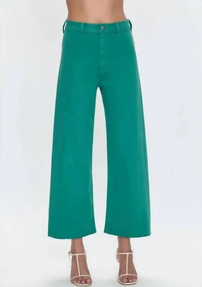 Penny High Rise Wide Leg Cropped Pant In Emerald 1