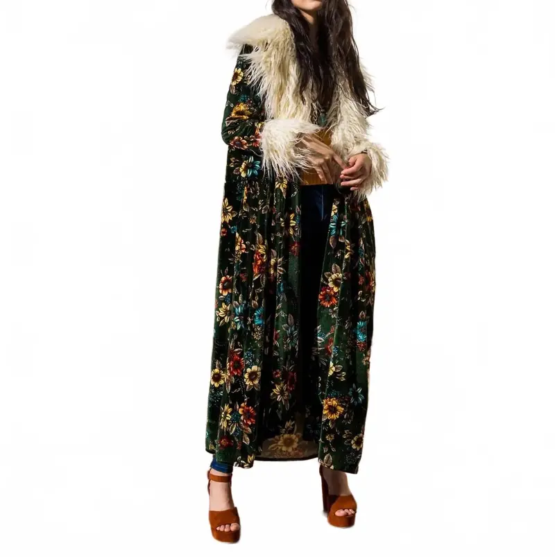 Penny Pine Blossom Faux Fur Jacket In Multicolor 1