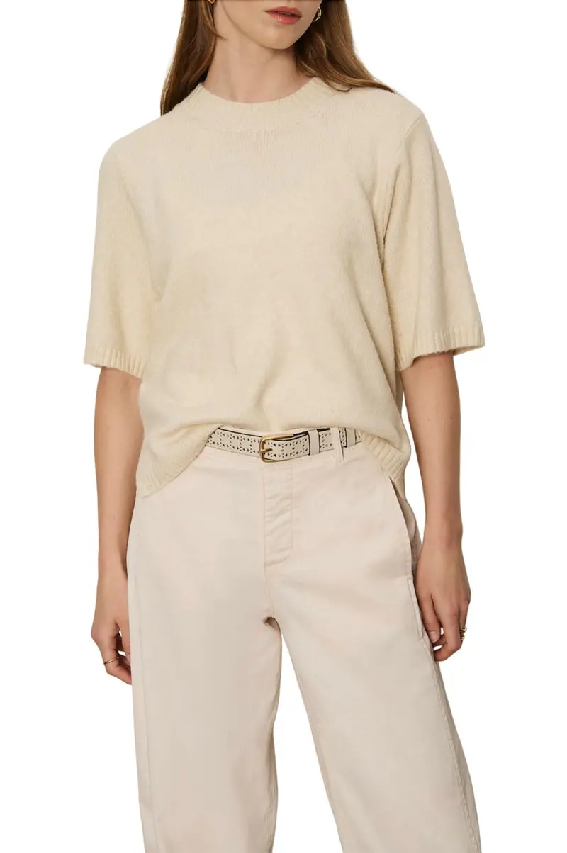 Perfect Short Sleeve Sweater Tee In Vanilla Creme 1