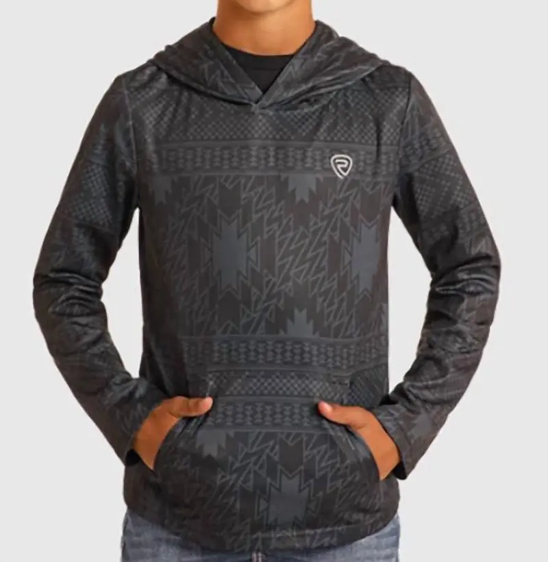Performance Cool Feel Aztec Hoodie In Black 1