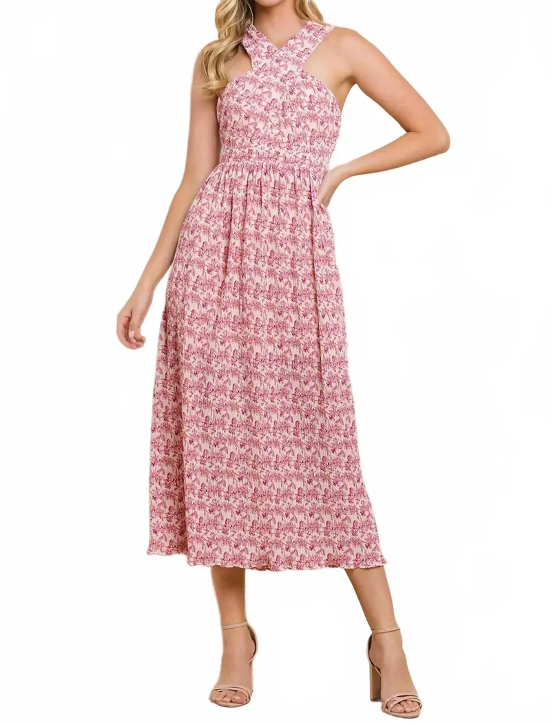 Petal Pleated Dress In Blush 1