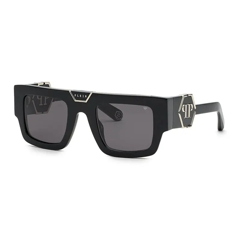 Philipp Plein Sunglasses Square Full Rim, Black Frame And Grey Lens Spp092m700y 1