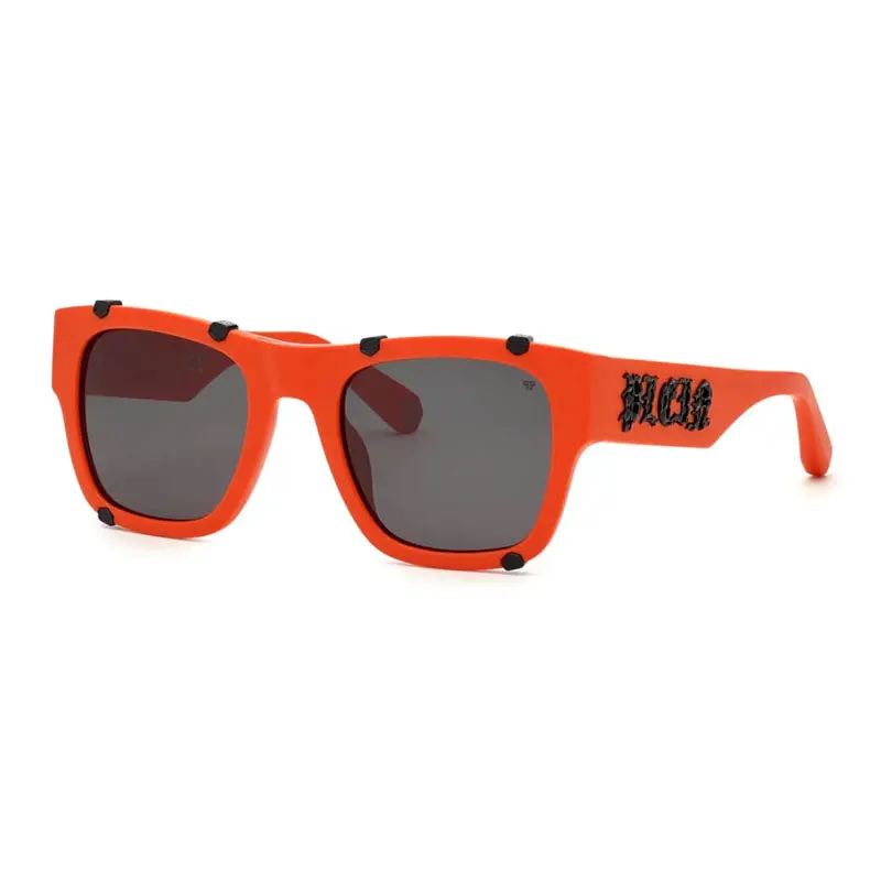Philipp Plein Sunglasses Square Full Rim, Orange Frame And Grey Lens Spp042wv47f 1