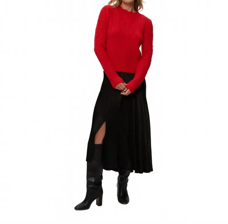 Pia Cable Knit Sweater In Cherry 1