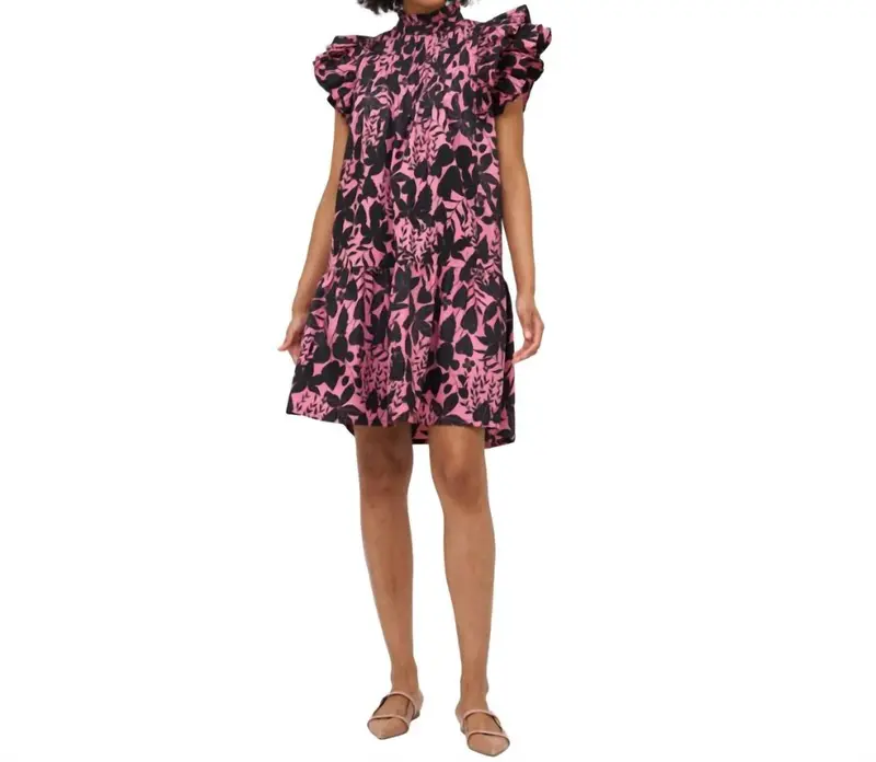 Pintuck Ruffle Mini Dress In Dusty Rose Willow 1