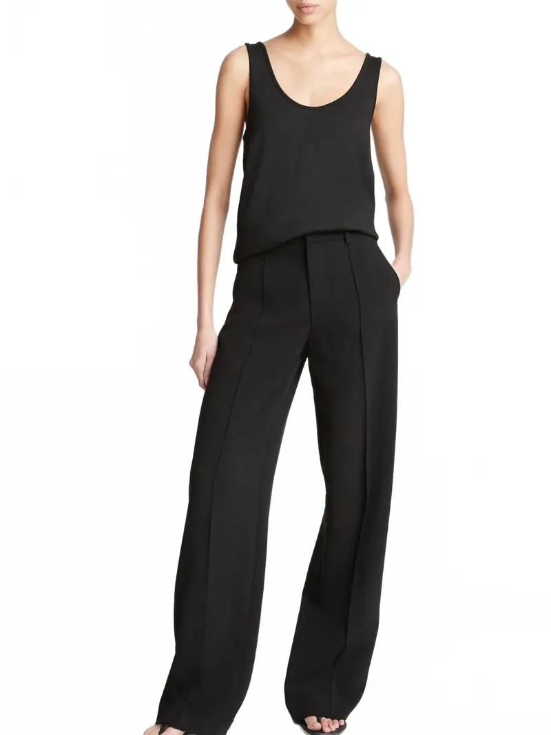 Pintuck Wide Leg Pant In Black 1