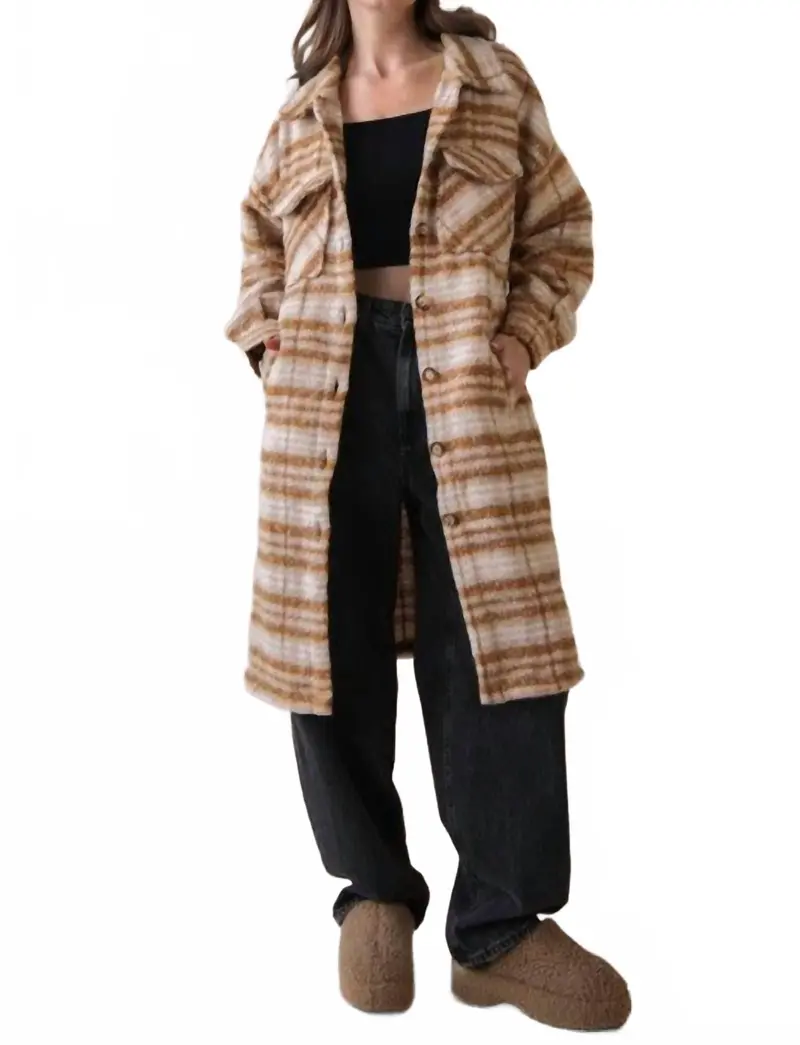 Plaid Shacket Jacket In Cream 1